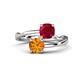 1 - Jianna 6.00 mm Cushion Lab Created Ruby and Round Citrine 2 Stone Promise Ring 