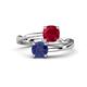 1 - Jianna 6.00 mm Cushion Lab Created Ruby and Round Iolite 2 Stone Promise Ring 