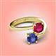 4 - Jianna 6.00 mm Cushion Lab Created Ruby and Round Iolite 2 Stone Promise Ring 