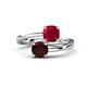 1 - Jianna 6.00 mm Cushion Lab Created Ruby and Round Red Garnet 2 Stone Promise Ring 