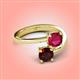4 - Jianna 6.00 mm Cushion Lab Created Ruby and Round Red Garnet 2 Stone Promise Ring 