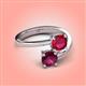 4 - Jianna 6.00 mm Cushion Lab Created Ruby and Round Rhodolite Garnet 2 Stone Promise Ring 