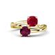 1 - Jianna 6.00 mm Cushion Lab Created Ruby and Round Rhodolite Garnet 2 Stone Promise Ring 