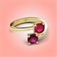4 - Jianna 6.00 mm Cushion Lab Created Ruby and Round Rhodolite Garnet 2 Stone Promise Ring 