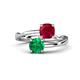 1 - Jianna 6.00 mm Cushion Lab Created Ruby and Round Emerald 2 Stone Promise Ring 