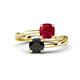 1 - Jianna 6.00 mm Cushion Lab Created Ruby and Round Black Diamond 2 Stone Promise Ring 