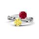 1 - Jianna 6.00 mm Cushion Lab Created Ruby and Round Natural Created Yellow Sapphire 2 Stone Promise Ring 