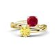 1 - Jianna 6.00 mm Cushion Lab Created Ruby and Round Natural Created Yellow Sapphire 2 Stone Promise Ring 