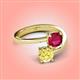4 - Jianna 6.00 mm Cushion Lab Created Ruby and Round Natural Created Yellow Sapphire 2 Stone Promise Ring 