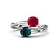 1 - Jianna 6.00 mm Cushion Lab Created Ruby and Round London Blue Topaz 2 Stone Promise Ring 