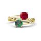 1 - Jianna 6.00 mm Cushion Lab Created Ruby and Round Lab Created Alexandrite 2 Stone Promise Ring 