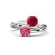 1 - Jianna 6.00 mm Cushion Lab Created Ruby and Round Pink Tourmaline 2 Stone Promise Ring 