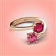 4 - Jianna 6.00 mm Cushion Lab Created Ruby and Round Pink Tourmaline 2 Stone Promise Ring 