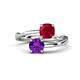 1 - Jianna 6.00 mm Cushion Lab Created Ruby and Round Amethyst 2 Stone Promise Ring 