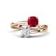 1 - Jianna 6.00 mm Cushion Lab Created Ruby and Round White Sapphire 2 Stone Promise Ring 