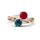 1 - Jianna 6.00 mm Cushion Lab Created Ruby and Round Blue Diamond 2 Stone Promise Ring 