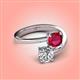 4 - Jianna 6.00 mm Cushion Lab Created Ruby and Round Forever Brilliant Moissanite 2 Stone Promise Ring 
