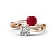 1 - Jianna 6.00 mm Cushion Lab Created Ruby and Round Forever Brilliant Moissanite 2 Stone Promise Ring 