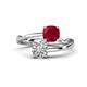 1 - Jianna 6.00 mm Cushion Lab Created Ruby and Round Forever One Moissanite 2 Stone Promise Ring 