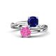 1 - Jianna 6.00 mm Cushion Lab Created Blue Sapphire and Round Lab Created Pink Sapphire 2 Stone Promise Ring 