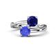 1 - Jianna 6.00 mm Cushion Lab Created Blue Sapphire and Round Tanzanite 2 Stone Promise Ring 