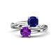 1 - Jianna 6.00 mm Cushion Lab Created Blue Sapphire and Round Amethyst 2 Stone Promise Ring 