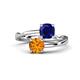 1 - Jianna 6.00 mm Cushion Lab Created Blue Sapphire and Round Citrine 2 Stone Promise Ring 
