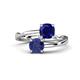 1 - Jianna 6.00 mm Cushion Lab Created Blue Sapphire and Round Iolite 2 Stone Promise Ring 