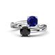1 - Jianna 6.00 mm Cushion Lab Created Blue Sapphire and Round Black Diamond 2 Stone Promise Ring 