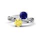 1 - Jianna 6.00 mm Cushion Lab Created Blue Sapphire and Round Lab Created Yellow Sapphire 2 Stone Promise Ring 