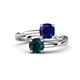 1 - Jianna 6.00 mm Cushion Lab Created Blue Sapphire and Round London Blue Topaz 2 Stone Promise Ring 