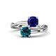1 - Jianna 6.00 mm Cushion Lab Created Blue Sapphire and Round Blue Diamond 2 Stone Promise Ring 