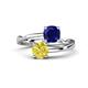 1 - Jianna 6.00 mm Cushion Lab Created Blue Sapphire and Round Yellow Diamond 2 Stone Promise Ring 