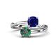 1 - Jianna 6.00 mm Cushion Lab Created Blue Sapphire and Round Lab Created Alexandrite 2 Stone Promise Ring 