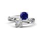 1 - Jianna 6.00 mm Cushion Lab Created Blue Sapphire and GIA Certified Round Natural Diamond 2 Stone Promise Ring 