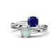1 - Jianna 6.00 mm Cushion Lab Created Blue Sapphire and Round Opal 2 Stone Promise Ring 