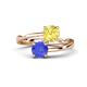 1 - Jianna 6.00 mm Cushion Lab Created Yellow Sapphire and Round Tanzanite 2 Stone Promise Ring 