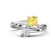 1 - Jianna 6.00 mm Cushion Lab Created Yellow Sapphire and Round White Sapphire 2 Stone Promise Ring 