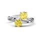1 - Jianna 6.00 mm Cushion Lab Created Yellow Sapphire and Round Yellow Diamond 2 Stone Promise Ring 
