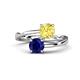 1 - Jianna 6.00 mm Cushion Lab Created Yellow Sapphire and Round Blue Sapphire 2 Stone Promise Ring 