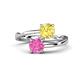 1 - Jianna 6.00 mm Cushion Lab Created Yellow Sapphire and Round Lab Created Pink Sapphire 2 Stone Promise Ring 