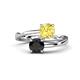 1 - Jianna 6.00 mm Cushion Lab Created Yellow Sapphire and Round Black Diamond 2 Stone Promise Ring 