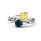 1 - Jianna 6.00 mm Cushion Lab Created Yellow Sapphire and Round London Blue Topaz 2 Stone Promise Ring 
