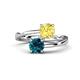 1 - Jianna 6.00 mm Cushion Lab Created Yellow Sapphire and Round Blue Diamond 2 Stone Promise Ring 