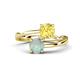 1 - Jianna 6.00 mm Cushion Lab Created Yellow Sapphire and Round Opal 2 Stone Promise Ring 