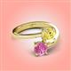4 - Jianna 6.00 mm Cushion Lab Created Yellow Sapphire and Round Lab Created Pink Sapphire 2 Stone Promise Ring 