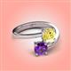 4 - Jianna 6.00 mm Cushion Lab Created Yellow Sapphire and Round Amethyst 2 Stone Promise Ring 