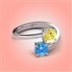 4 - Jianna 6.00 mm Cushion Lab Created Yellow Sapphire and Round Blue Topaz 2 Stone Promise Ring 