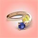4 - Jianna 6.00 mm Cushion Lab Created Yellow Sapphire and Round Iolite 2 Stone Promise Ring 