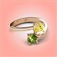 4 - Jianna 6.00 mm Cushion Lab Created Yellow Sapphire and Round Peridot 2 Stone Promise Ring 